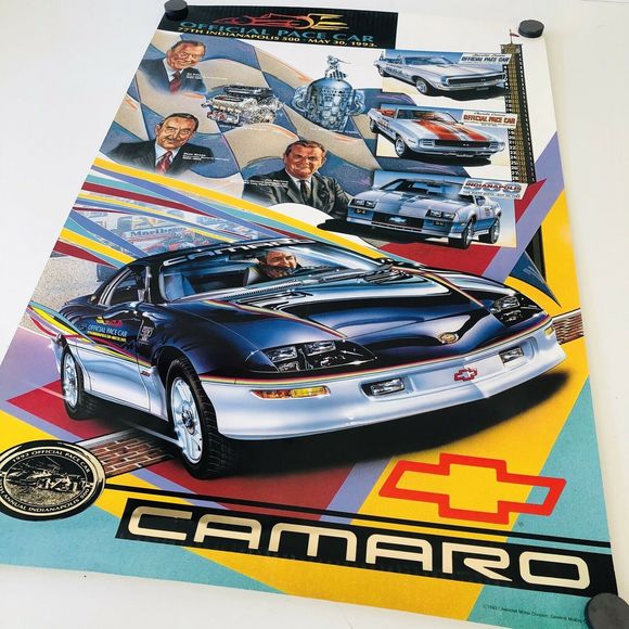 CHEVY CAMARO 77th INDIANAPOLIS 500 RACE POSTER HTF - Picture 2 of 6